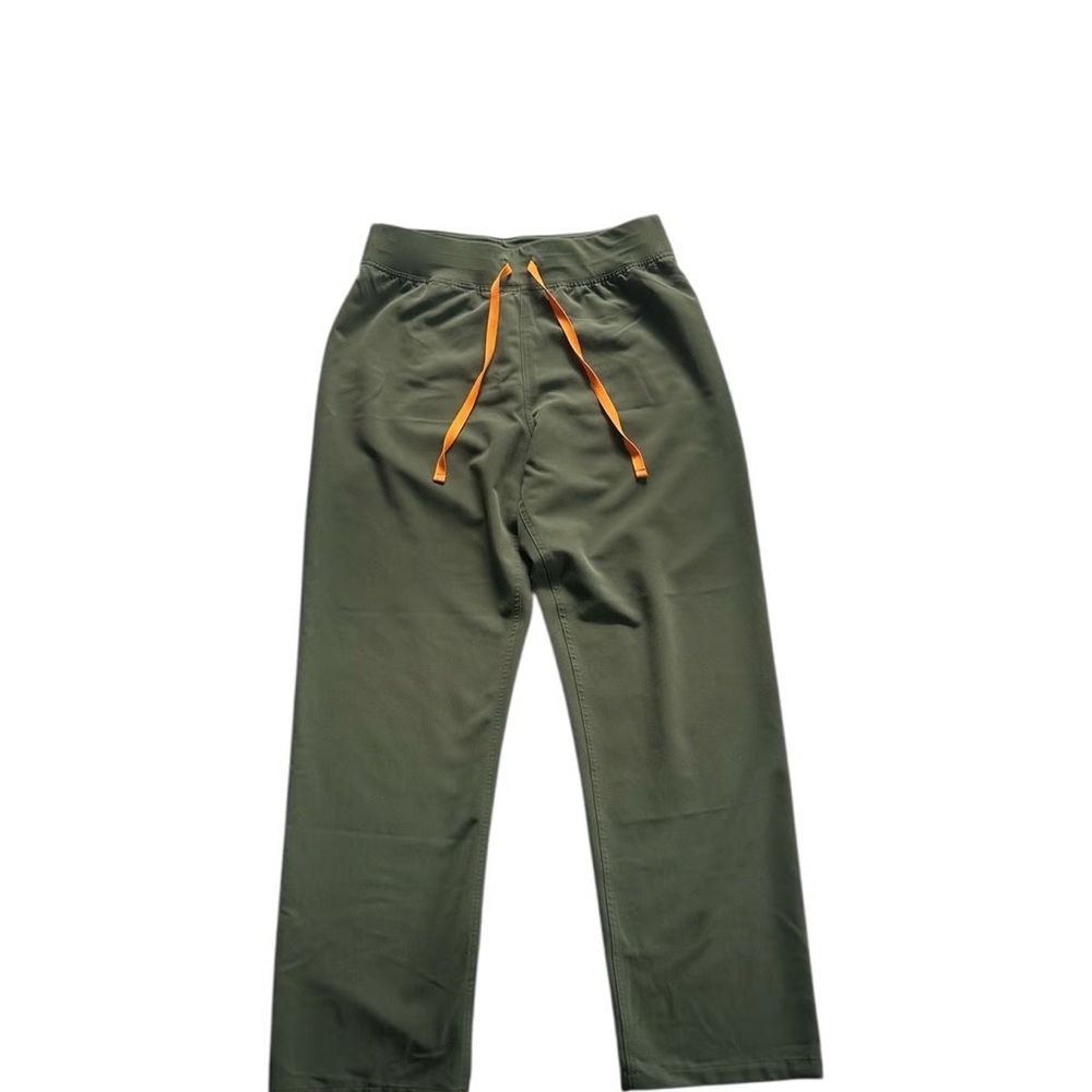 Figs Olive Green Straight Leg Pants with Orange Drawstring